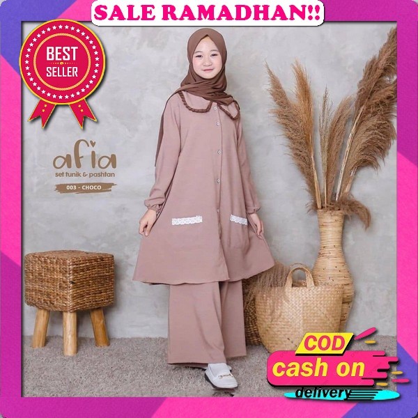 Baju Anak Perempuan 10 11 12 13 14 Tahun Zalia Set 3 In 1 Kids Bahan Crinkle Setelan Anak Baju One S