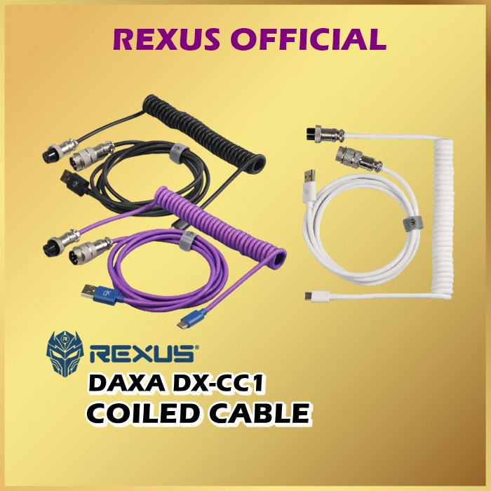 Rexus Coiled Kabel Daxa DX-CC1/ CC1 USB Type C for Mechanical Keyboard