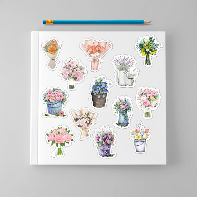 

12 pcs stiker vinyl matte aesthetic sticker vintage scrapbook journal murah berkualitas 5cm