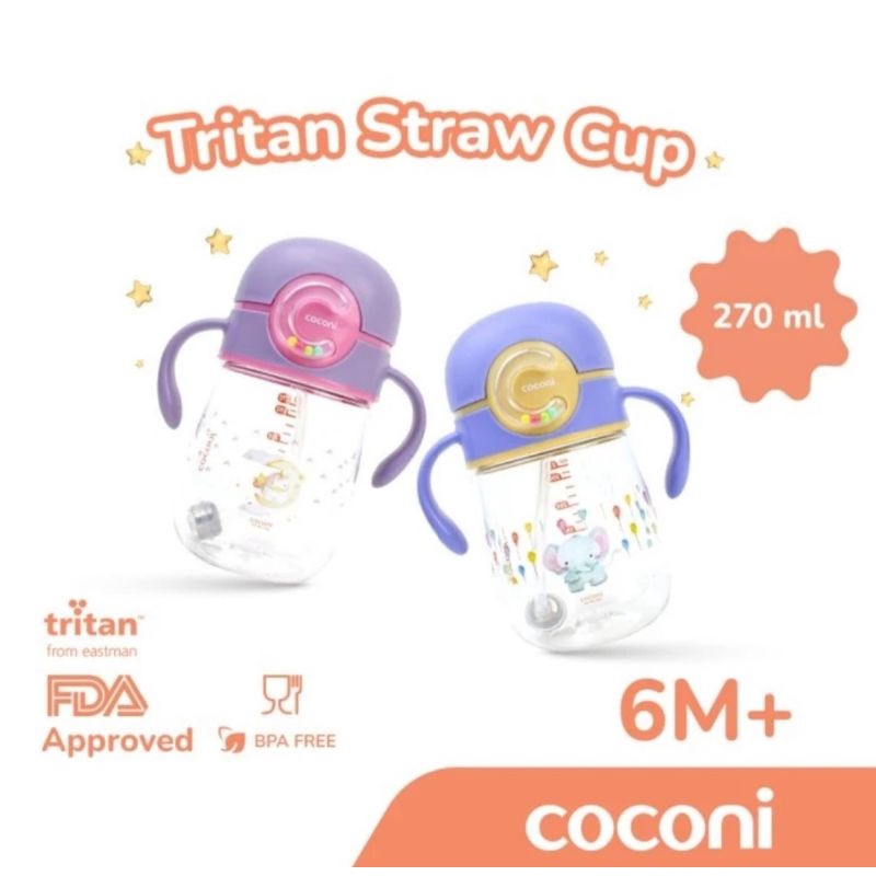COCONI Tritan Straw Cup Bottle 270ml | Botol Minum Anak Bayi