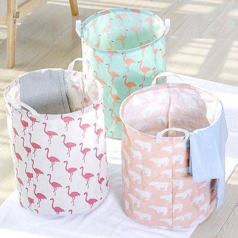 keranjang baju kotor Kanvas cucian laundry bag keranjang mainan Keranjang  Kain gajah flamingo Keranjang Baju Laundry Bulat Pakaian Kotor Lipat katun linen Laundry Bag Keranjang Baju Laundry Bulat Pakaian Kotor Lipat Canvas Laundry Bag 32x40 cm