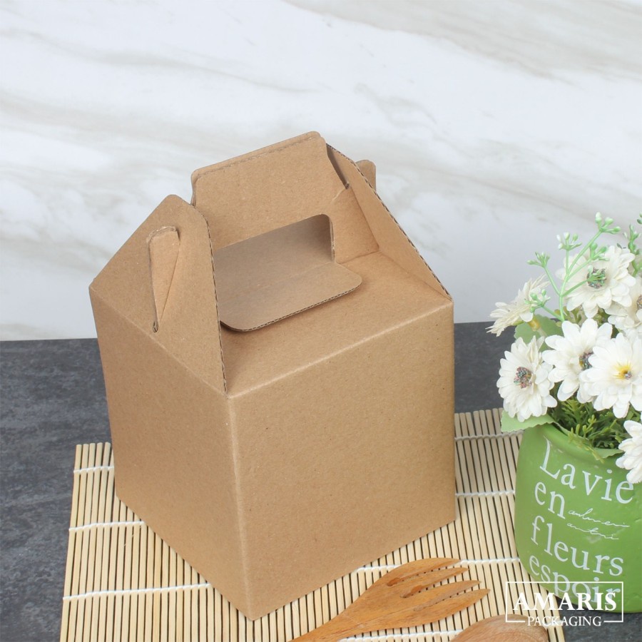 

10 pcs box kraft coklat jinjing uk 12x12x12.5cm kotak packaging cake mini ulang tahun dus kemasan hadiah souvenir