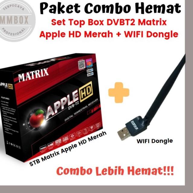 *PROMO* Paket Set Top Box Matrix Apple Merah + WIFI Dongle