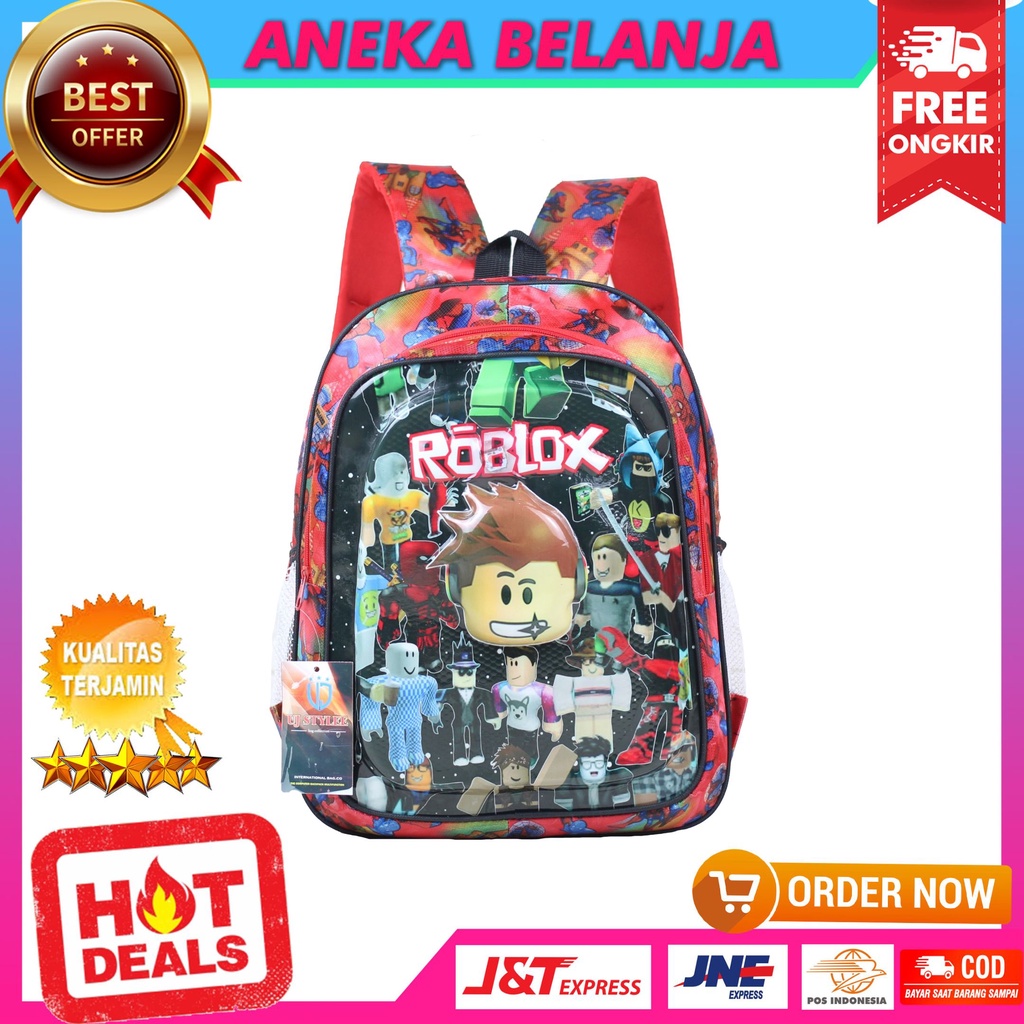 Tas Sekolah Ransel Anak Laki- Laki LED Lampu Nyala Tas Anak Cowok Karakter Murah Tas Sekolah Anak SD TK PAUD Roblox Merah Backpack Anak TPA TPQ