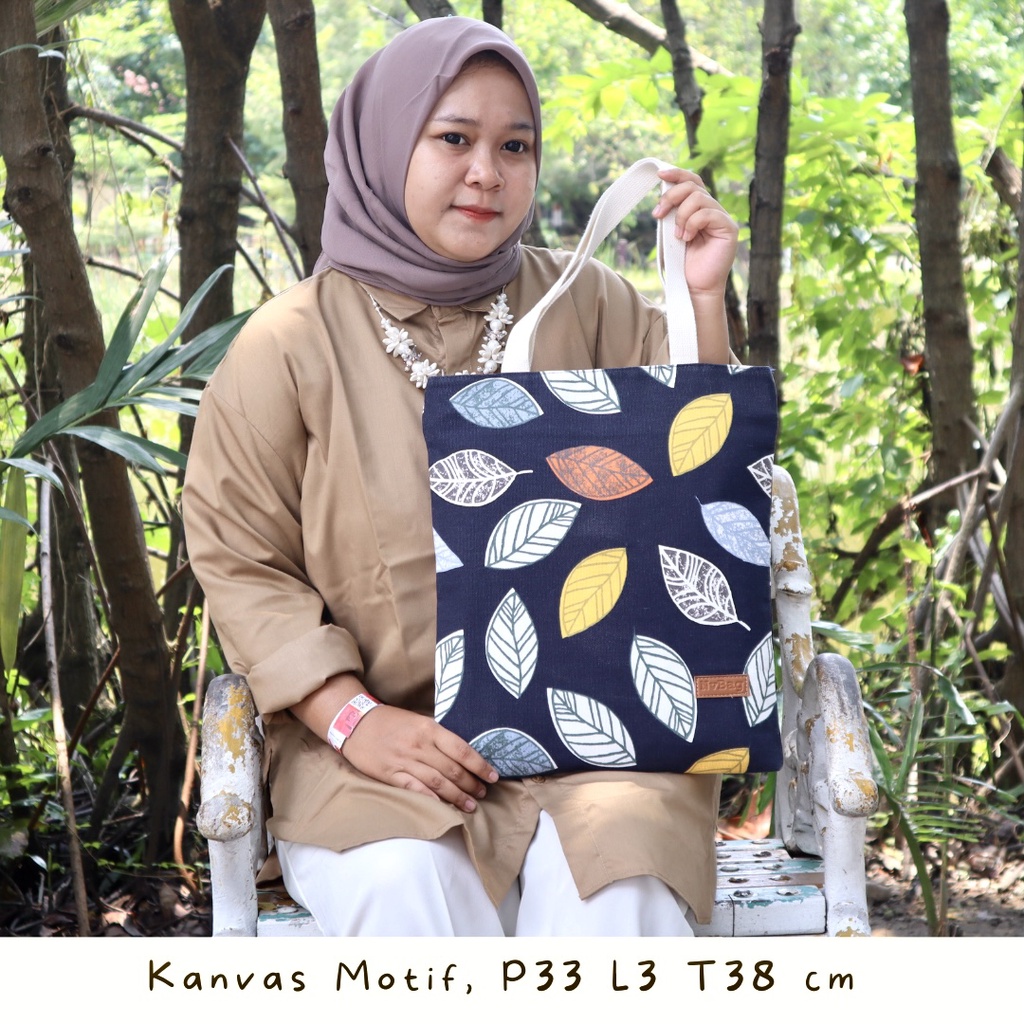 COD sis Totebag kanvas warna hitam sablon motif gambar buat kuliah model simpel murah asli semarang