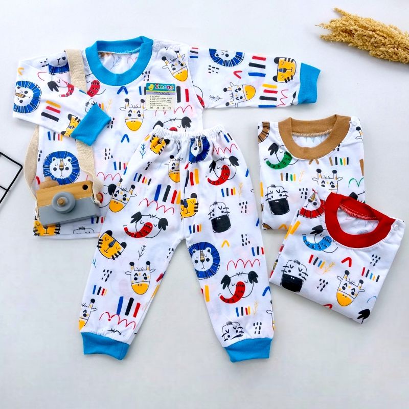 SETELAN BAYI LENGAN PANJANG PIYAMA KANCING PUNDAK BAYI 3-12 BULAN