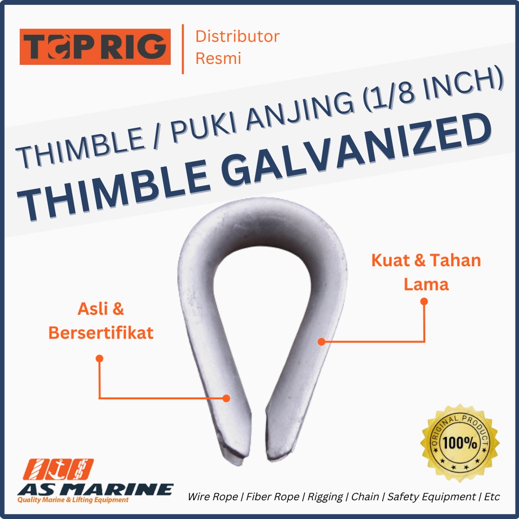 Jual TOPRIG Thimble / Causan / Kaus Kawat Galvanized (1/8 Inch