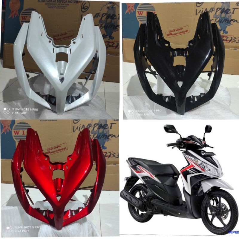 panel tameng depan cover front vario techno karbu 110 lama kvbn hitam merah marun putih