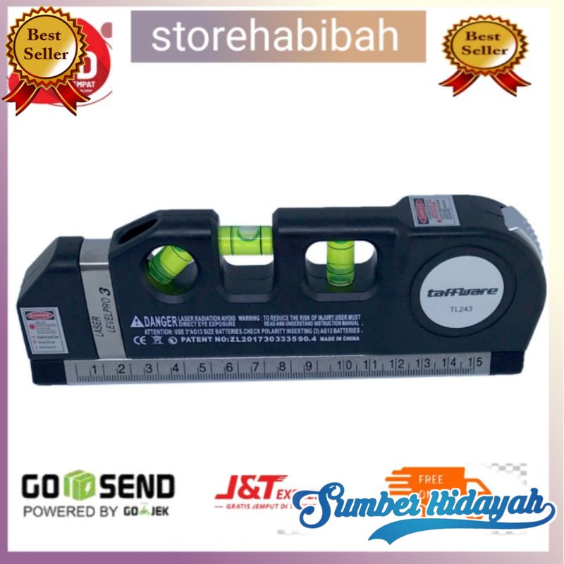 

Taffware LEVELPRO3 Penggaris Laser Horizontal Vertical 250CM + Waterpass