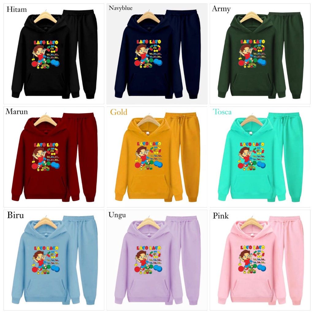 Hzl_outfit Setelan Hoodie Sweater Anak Anak Lato Lato Tek Tek Tek S.M.XL BAYAR DITEMPAT/COD