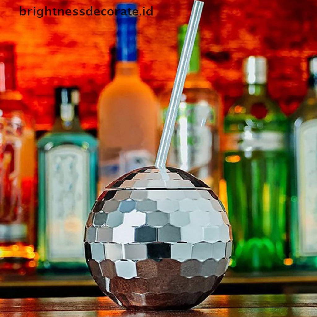 [Birth] Gelas Bola Disco Unik 580ml Dengan Sedotan Flash Cocktail Cup Bar Gelas Minum [ID]