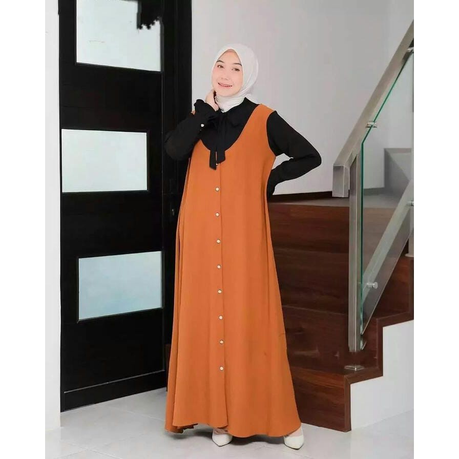 Baju Wanita Gamis Crinkle Busana Muslim Wanita Terbaru Syaena Maxy Dress Panjang Gamis Jumbo Outfit Wanita Kekinian