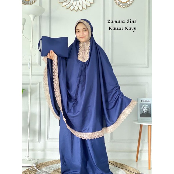 Mukena Zamora  2 In 1 Katun Traveling Dewasa Jumbo