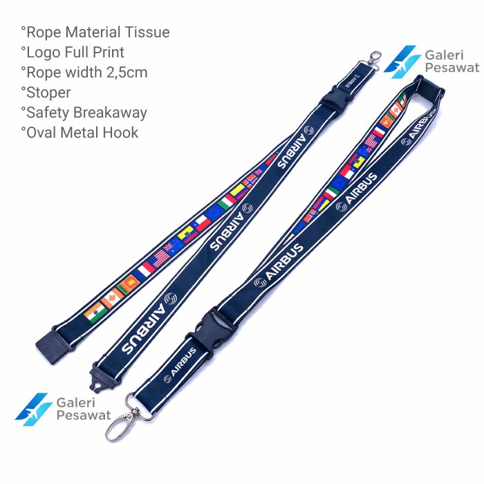 

HOT SALE Lanyard / Gantungan Tali ID Airbus Bendera Hitam Premium