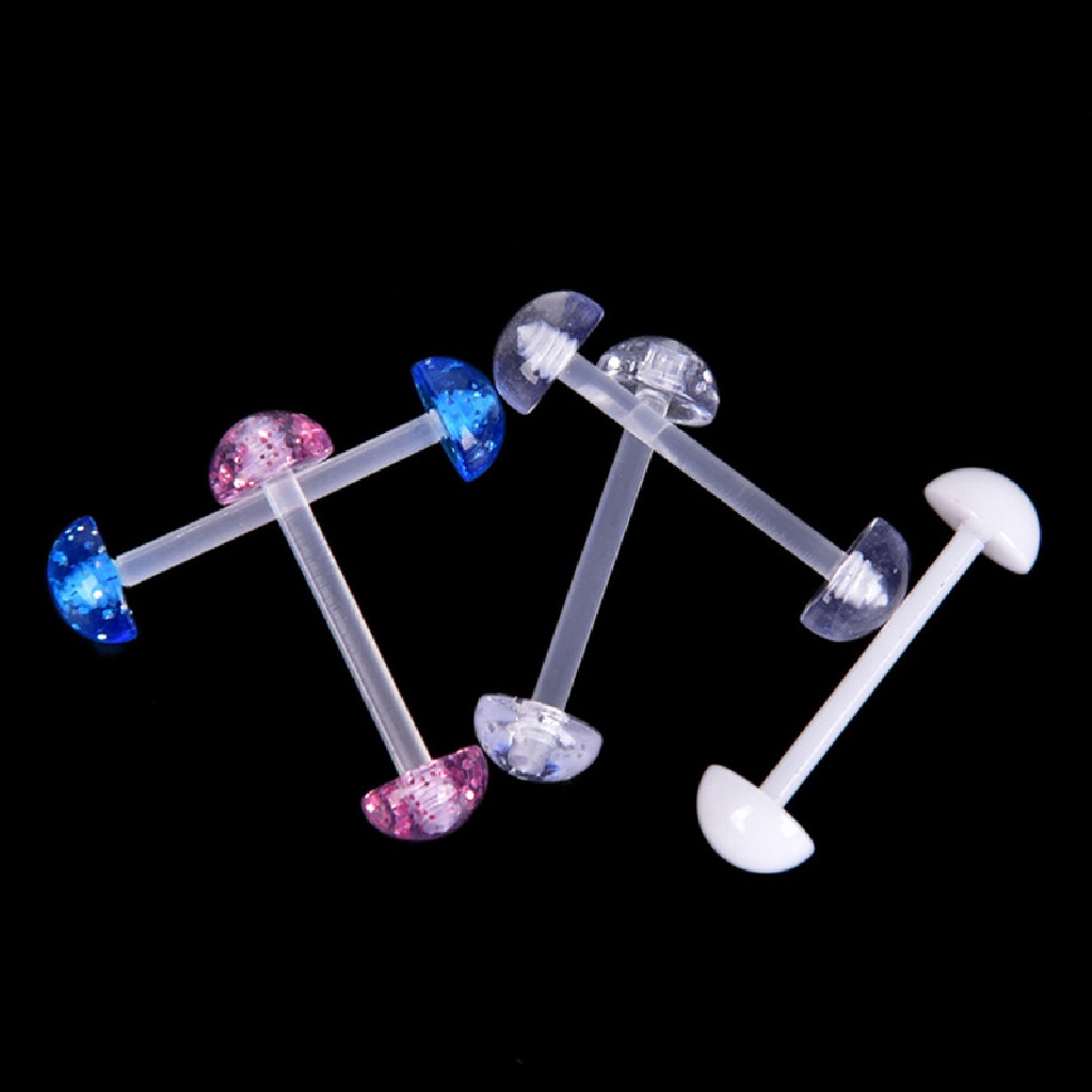 Hbid 5Pcs/Set Campuran Bola Akrilik Barbel Cincin Lidah Bar Lembut Studs Body Glory