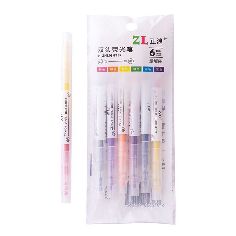 [MTOYS] Stabilo Warna Warni 2 Arah 1 Set 6 Pcs - JT0027