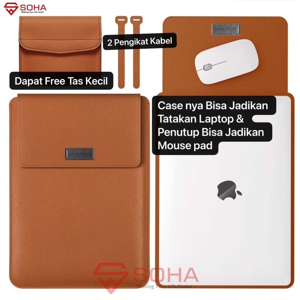 LC-07 SOHA Sleeve Case for Laptop Ultrabook PU LEATHER Kulit Tas for MACBOOK Air / Sarung Tablet Model Skin Pro PREMIUM Harga Murah