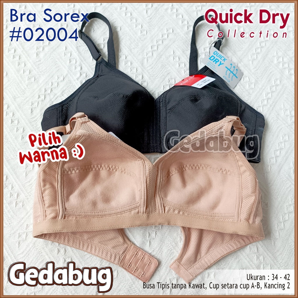 Bra Sorex Quick Dry 02004 | BH Wanita dewasa Berpori Cup Besar Kait 2 | Gedabug