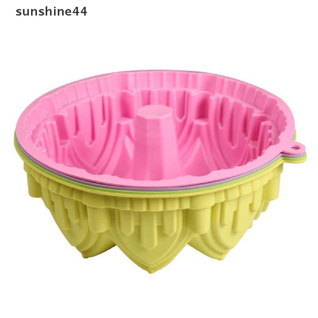 Sunshine 21.7 cm Kue Besar Cetakan Silikon Bentuk Kastil Roti Pastry Mould Baking Tool.