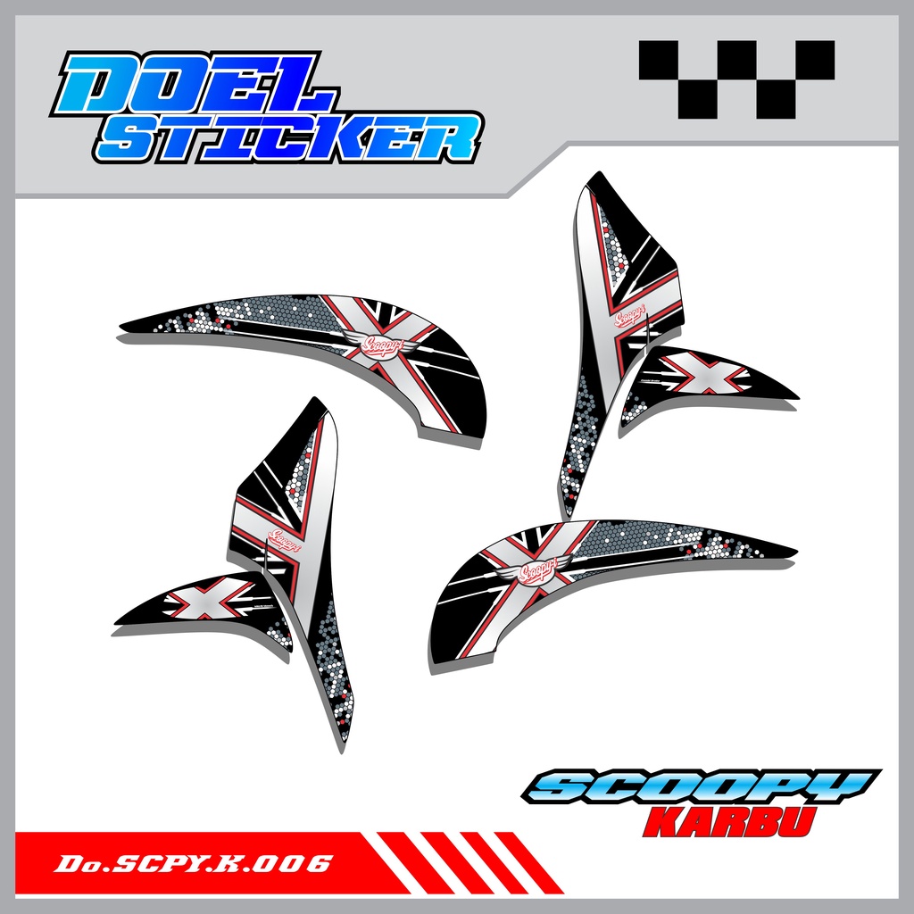 Sticker Striping Honda SCOOPY Karbu Tahun 2010-2013 List Variasi Hologram , Crome Doel 006