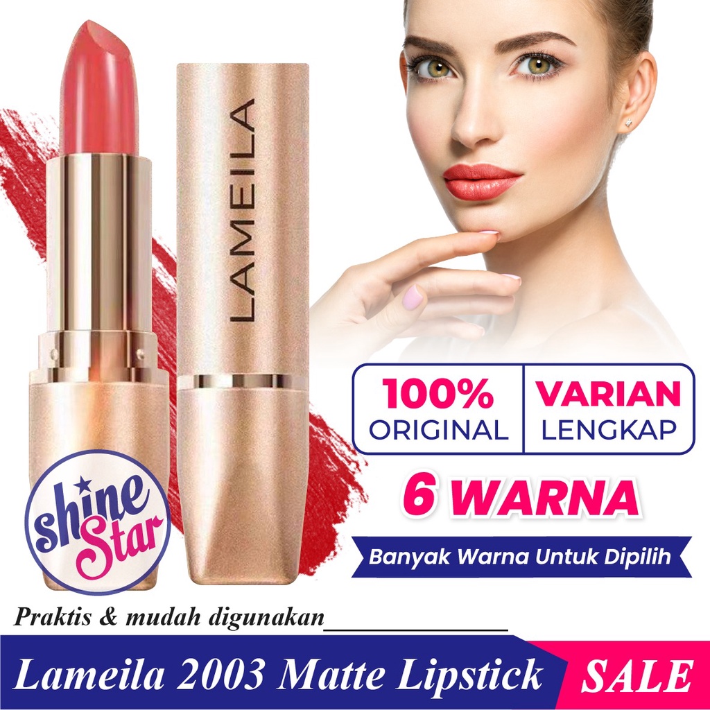 LAMEILA New Gold Lipstick Lameila 2003 Matte 8 Warna Melembabkan Bibir Dan Anti Air