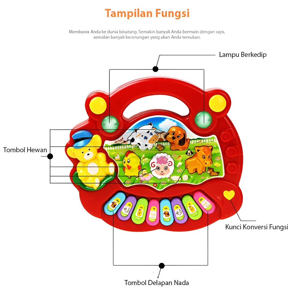 Animal Farm Piano Mainan Anak | Alat Musik Anak Anak Laki Laki Perempuan | Edukasi Music Player