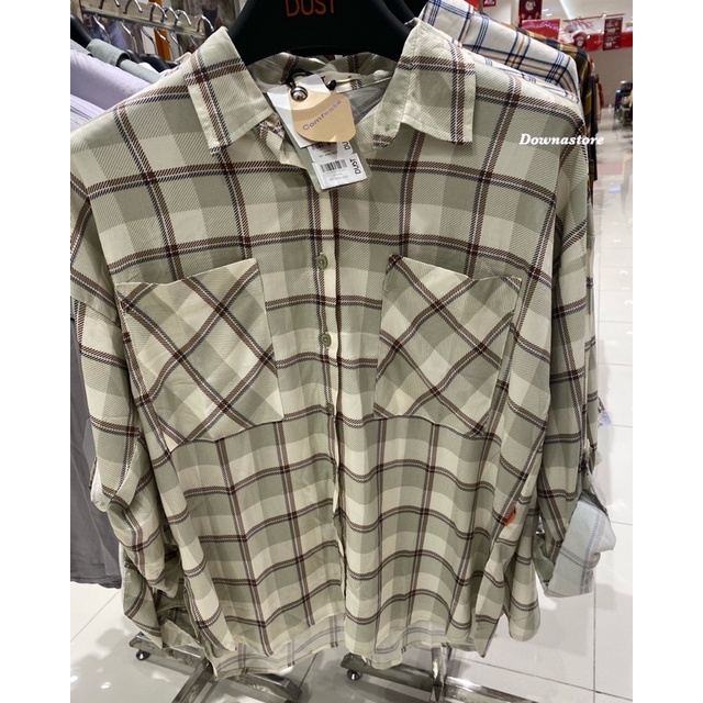 Dust Kemeja lengan panjang kotak wanita (S-XxL)