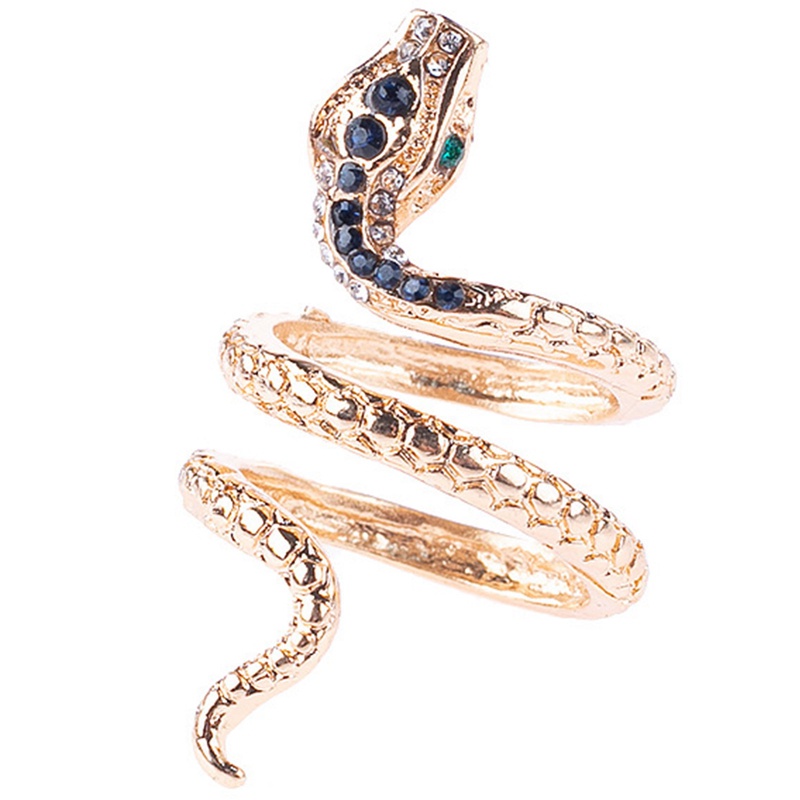 Perhiasan Hewan Grosir Fashion Rose Gold Snake Rings Untuk Wanita Logam Berat Punk Rock Kristal Cincin Vintage Jewelry