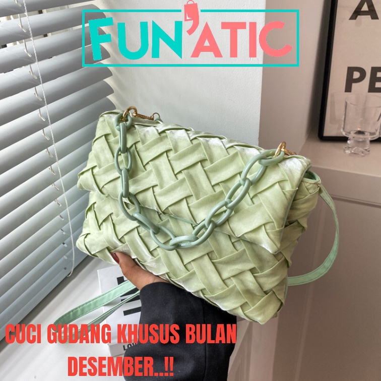 Funatic Tas Selempang Wanita Import Motif Anyam Model Terbaru Fashion Korea FA1008