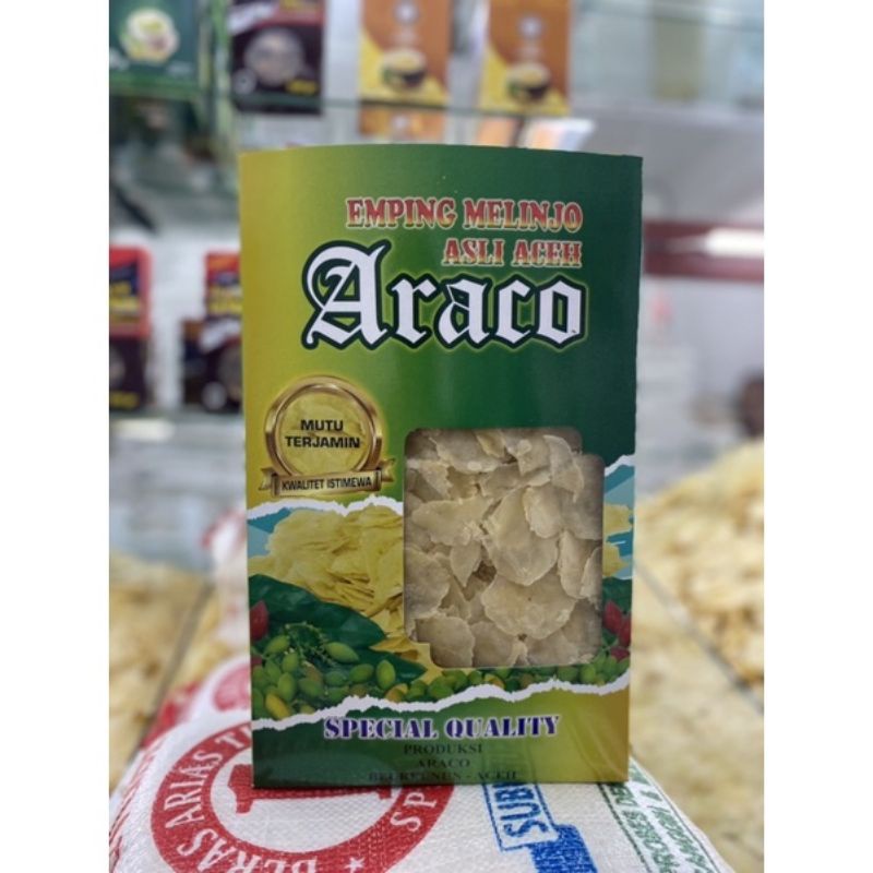 

Emping Melinjo Aceh 1kg Kemasan Kotak Cap 2 Martil ARACO Asli Aceh