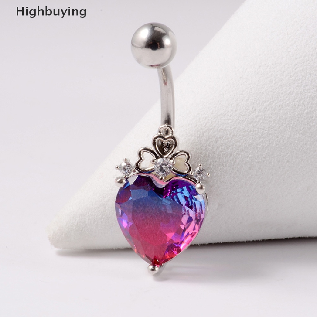 Hbid 1Pcs Surgical Steel Belly Button Heart Belly Zircon Cincin Pusar Glory