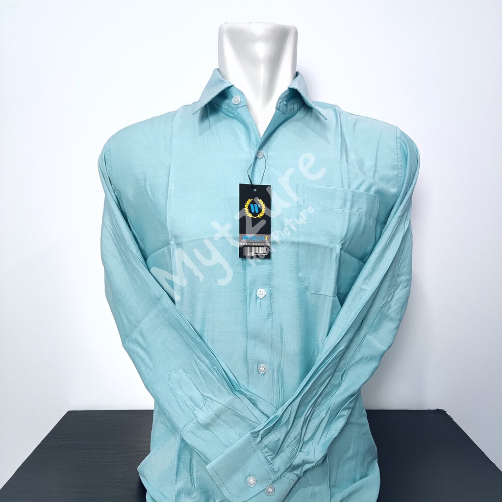 Wendya.T Kemeja Kerja Polos Pria Formal Warna Biru Wardah Hijau Telur Asin KD80 Tangan Panjang