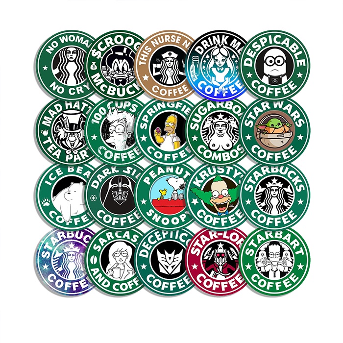 

20 Pcs Stiker Pack Starbucks Bahan Vinil Tahan Air Waterproof