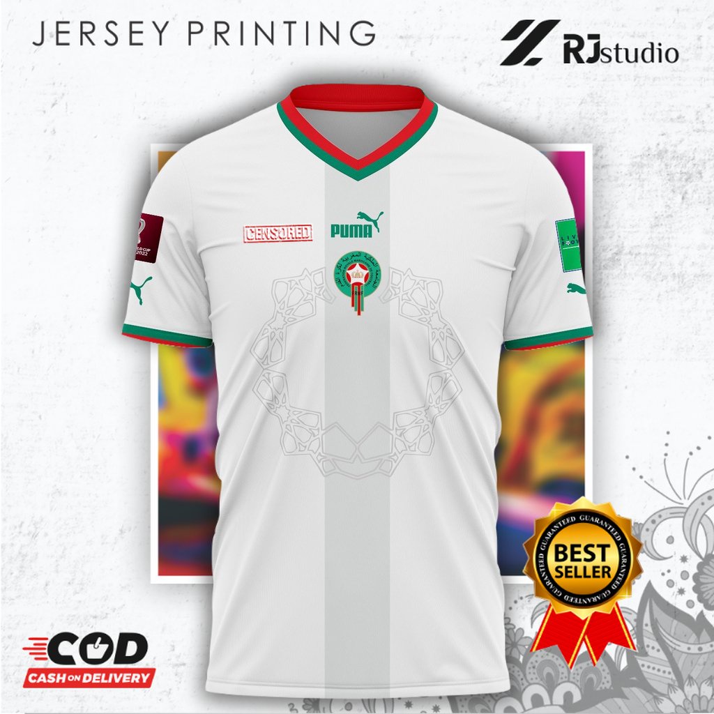 Jersey Printing Maroko Away 2022 Piala Dunia Full Patch