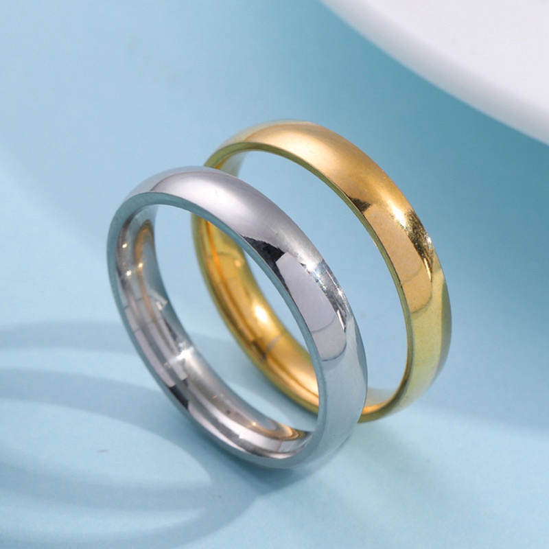 4mm Trendi Sederhana Halus Cermin Glossy Pernikahan Band Rings Untuk Pria Baja Titanium Pertunangan Ring