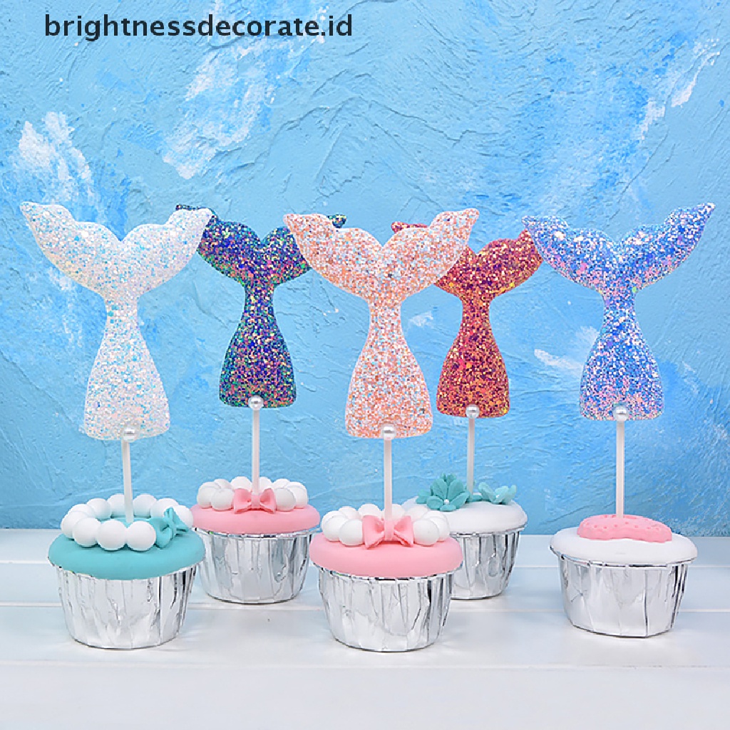[Birth] Mermaid Cupcake Picks Hiasan Kue Happy Birthday Untuk Dekorasi Pesta Pernikahan [ID]