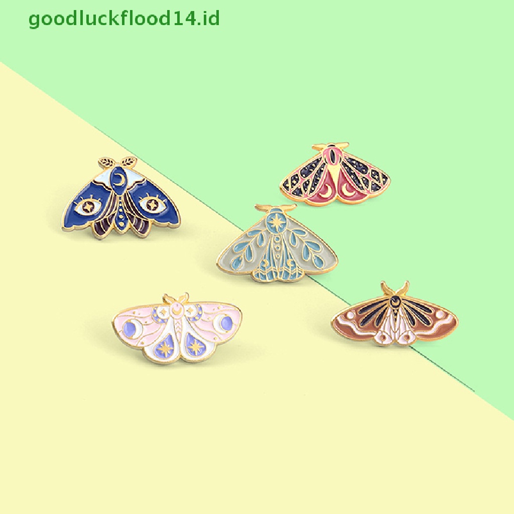 [GOOGFOUR] Warna Ngengat Enamel Pin Art Paing Serangga Tas Bros Kerah Lencana Kartun Perhiasan [TOP]