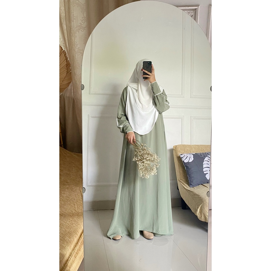 Abaya Jenna List Putih Bahan Yoryu Cardenza(Abaya saja)