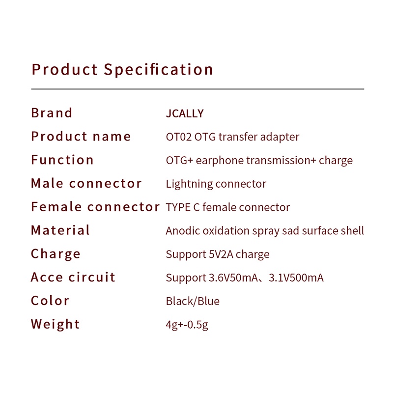 Jcally OTG Adaptor 8pin Pencahayaan Ke USB C Tipe C headset Konversi U disk card reader Transmisi Untuk ios