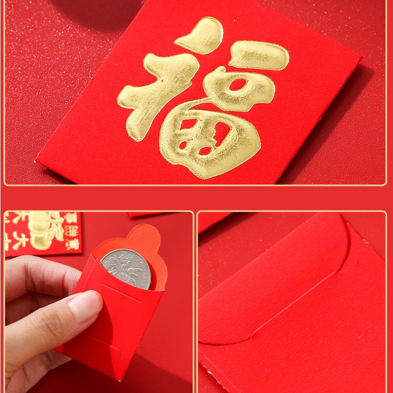 25 Pcs/Set Koin Mini Amplop Merah Mini Amplop Merah Festival Musim Semi Saku Uang Keberuntungan Kreatif Hongbao Chinese New Year Berkah Tas Pernikahan Berkat Tas Merah