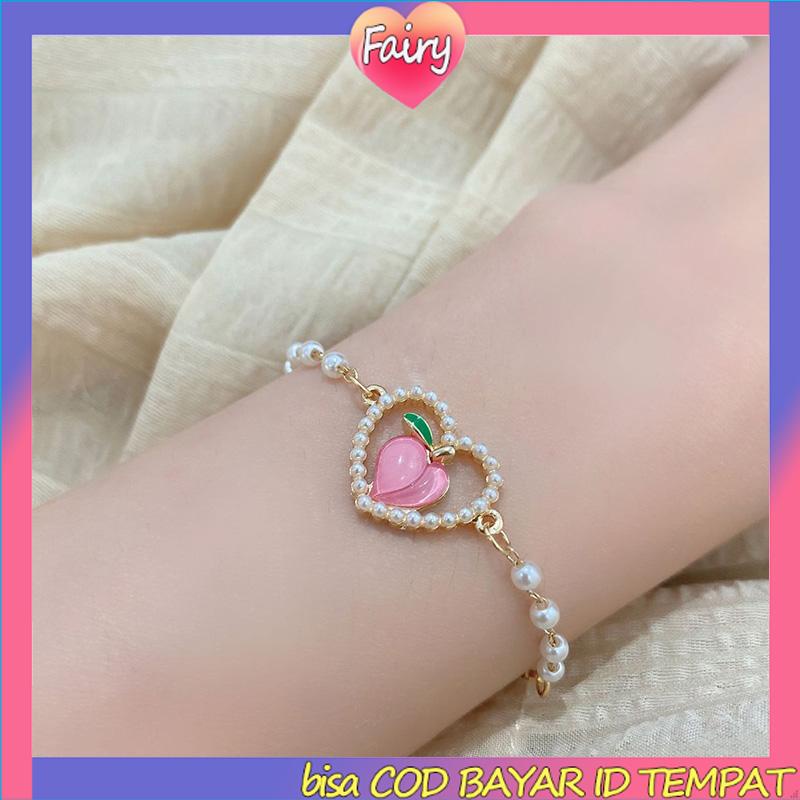 Gelang Hati Persik Simulasi Persik Manis Musim Panas Berlapis Emas Sweet F