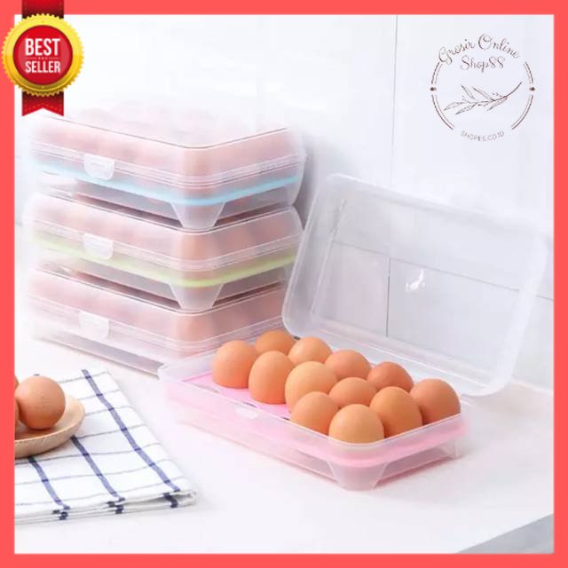 GOS -I307- Kotak Telur Egg Box - Box Telur 15 Lubang - Tempat Penyimpanan Telur Organizer Box