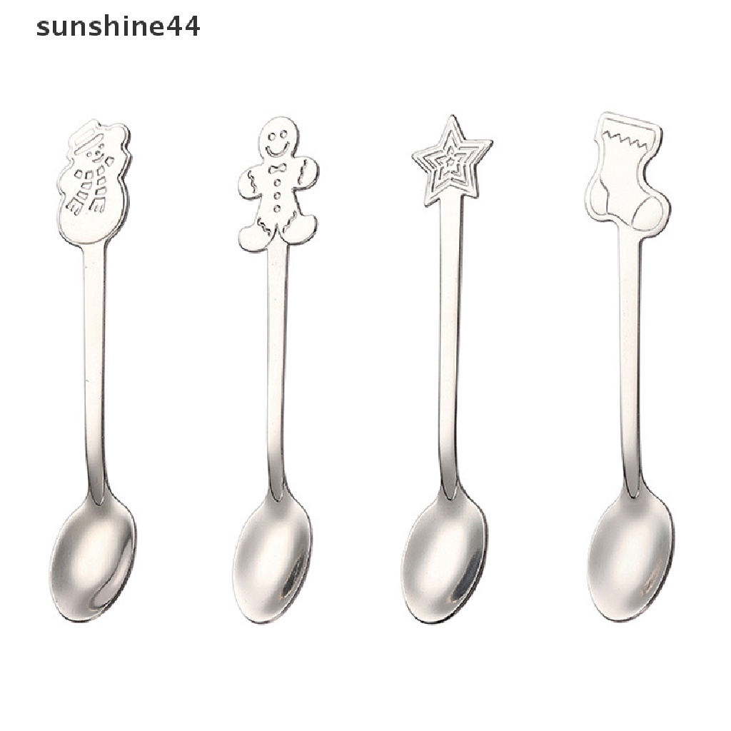 Sunshine 4pcs/set Stainless Steel Kopi Teh Sendok Peralatan Makan Alat Makan Cutlery Dinner.