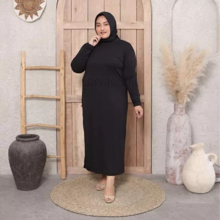 GAMIS MANSET Lengan Panjang Spandex Rayon PREMIUM Ukuran JUMBO