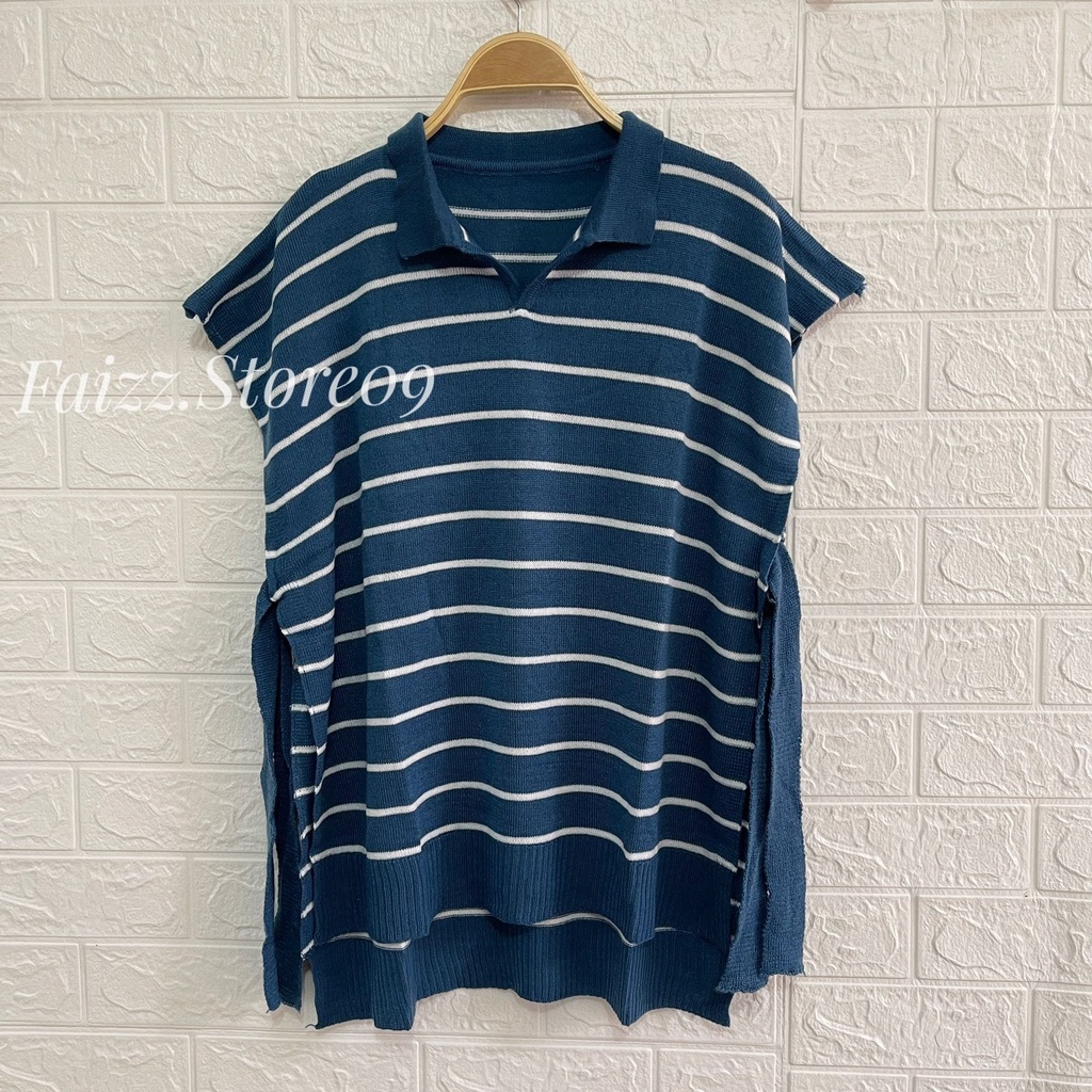 VEST KERAH TALI SAMPING MOTIF GARIS LIODRA