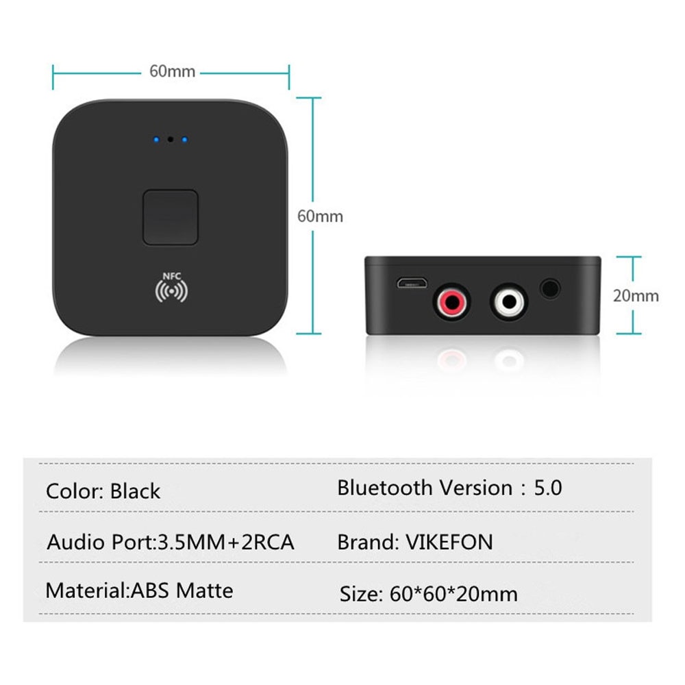 VIKEFON Music NFC Bluetooth Receiver 5.0 - BLS-B11 - Black