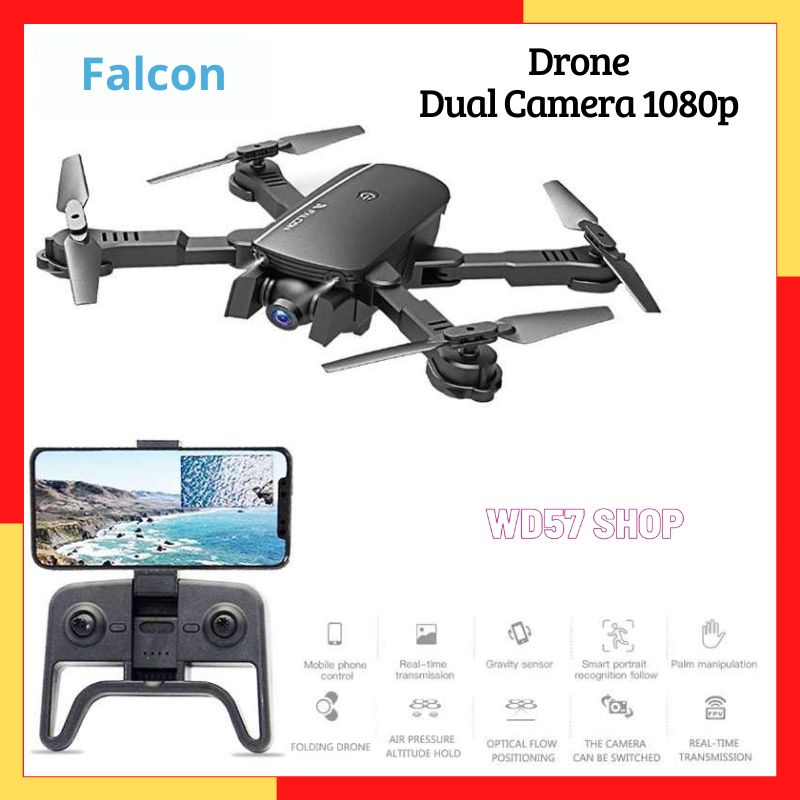 Drone Kamera Mini Wifi Dron Dual Camera Kecil Video Foto Selfi 4K HD RC Sensor Otomatis Remot Kontro