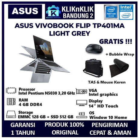 LAPTOP TOUCHSCREEN MURAH ASUS VIVOBOOK FLIP TP401MA TERBARU