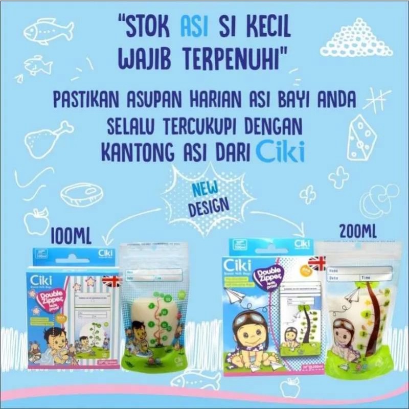 Ciki Kantong Asi 100ml 200ml isi 30pc - Ciki Baby Breast Milk - Breastsmilk Bag - Wadah Tempat Simpan Asi Bayi Kaldu Mpasi Baby