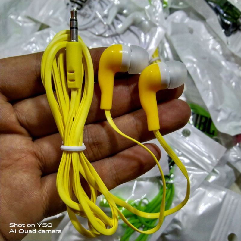 Headset JBL Plastik Non mic Hf Kabel MP3 Music Bass Packing Warna Merah Kuning
